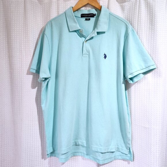 U.S. Polo Assn. Polo Shirt Top Men's xl Turquoise with Blue Logo Short Sleeve - Picture 1 of 8